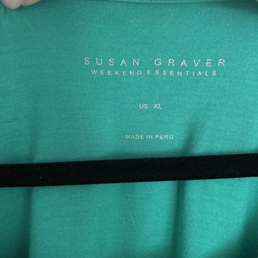 Susan Graver Weekend Essentials Size XL 3/4 Sleeve Kelly Green Pullover Soft Top - Picture 2 of 11